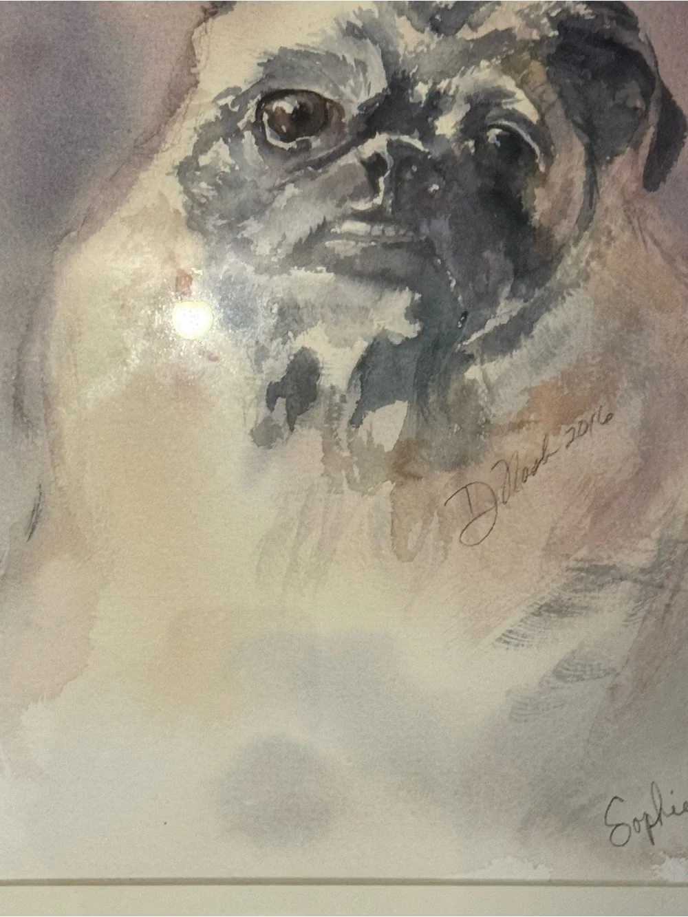 Pug Watercolor Wall Art Print - Neutral Tones